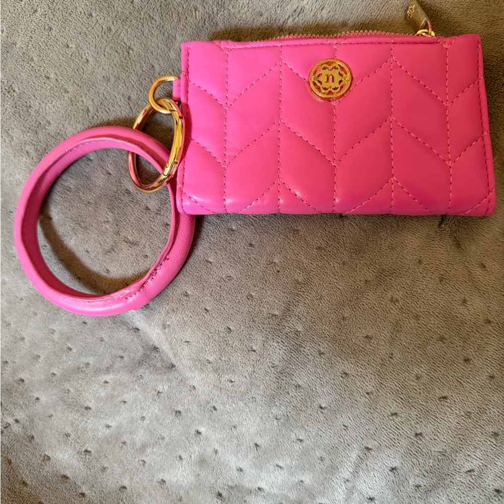Nanette Lepore Pink Quilted Wristlet with Gold Accent NWOT
